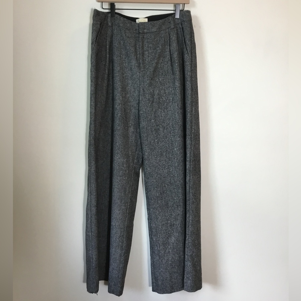 Modcloth Gray High-Waist Straight-Leg Pants